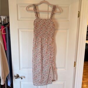 Abercrombie & Fitch Pink Floral Smocked Midi Dress